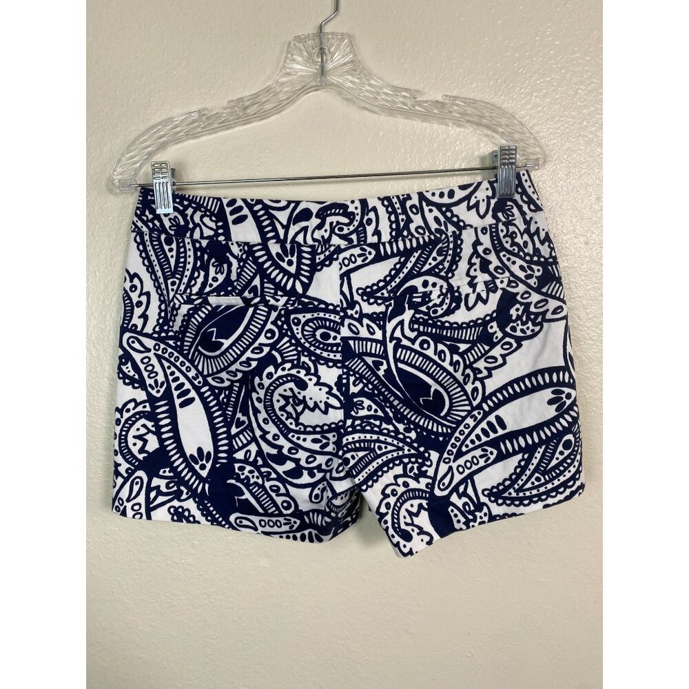💜 Kenji Blue White Floral Paisley Womens Shorts size 4 Vacation Coastal nautical - Picture 15 of 16